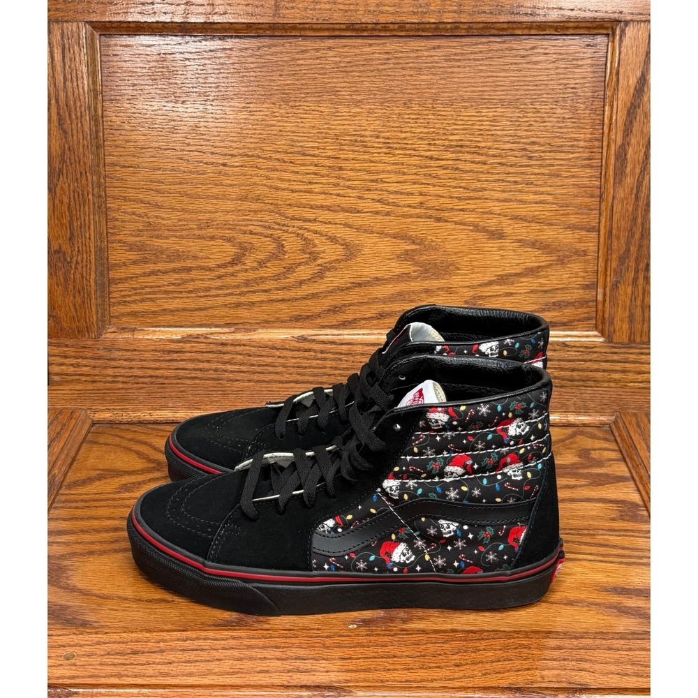 Vans‎ Sk8 Hi Christmas Skull Lights Black Red Sneakers Mens 9 Womens 10.5